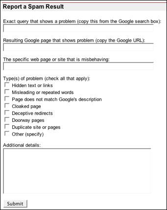 Report a Spam Result