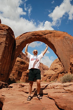 Mike Holds up Rainbow Bridge