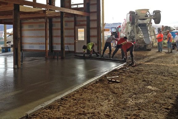 Pouring Concrete around the Drain