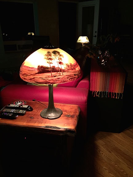 Reverse Painted Lamps at Night