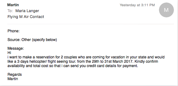 Reservation Email