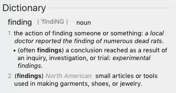 Dictionary Definition of Findings