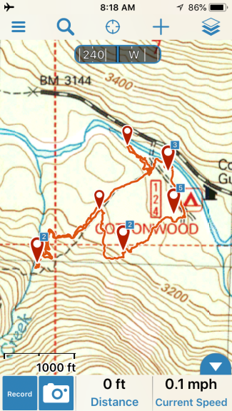 Cottonwood Campground Hike Map