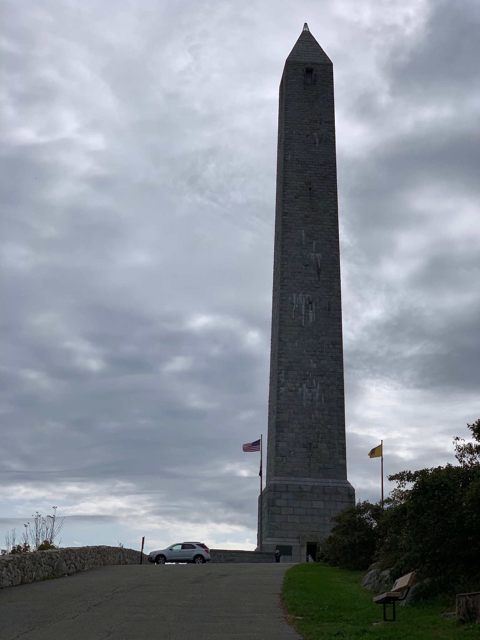 Night Point Monument silhouetted against the sky.