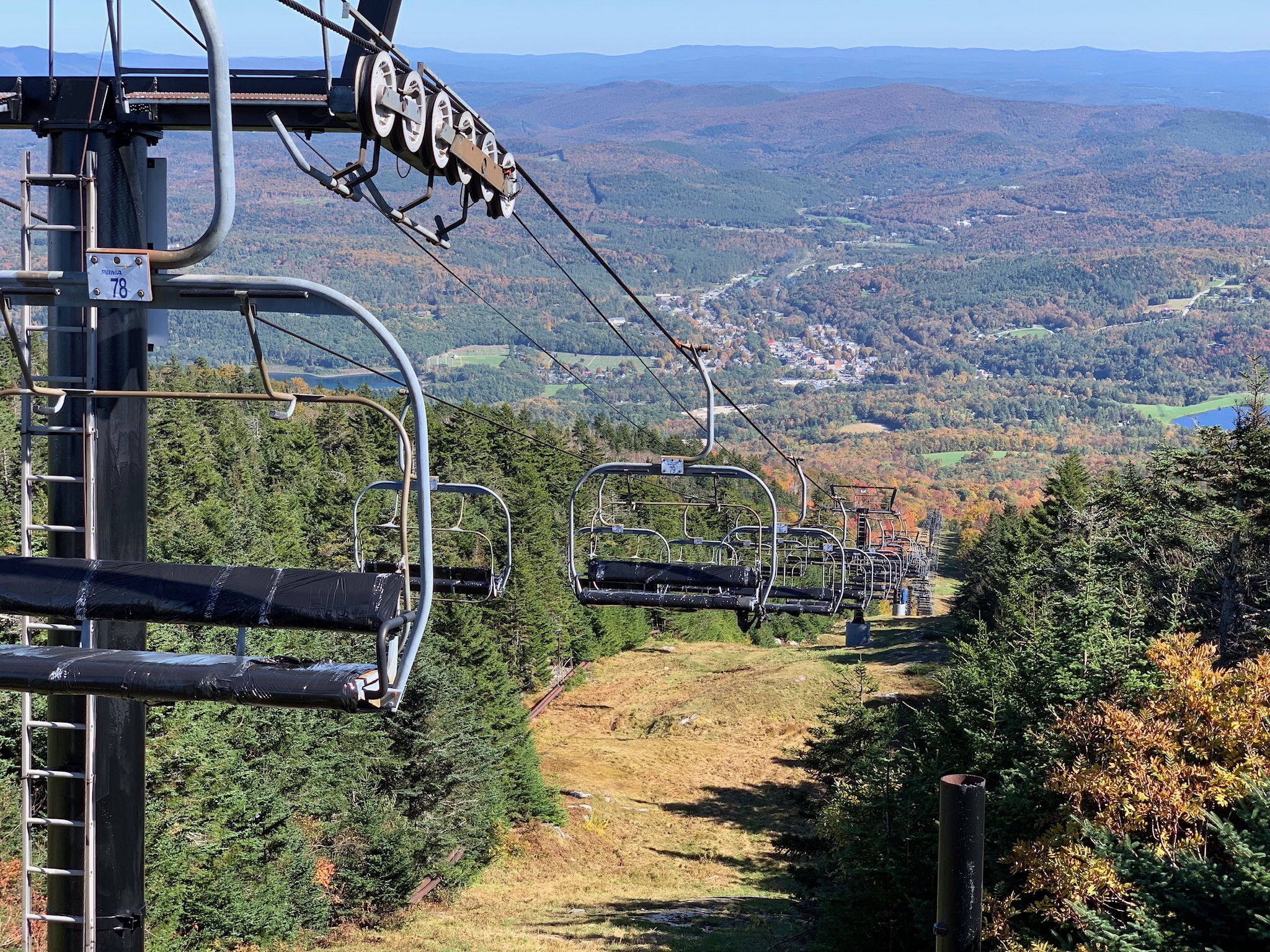 Looking down the ski lift.
