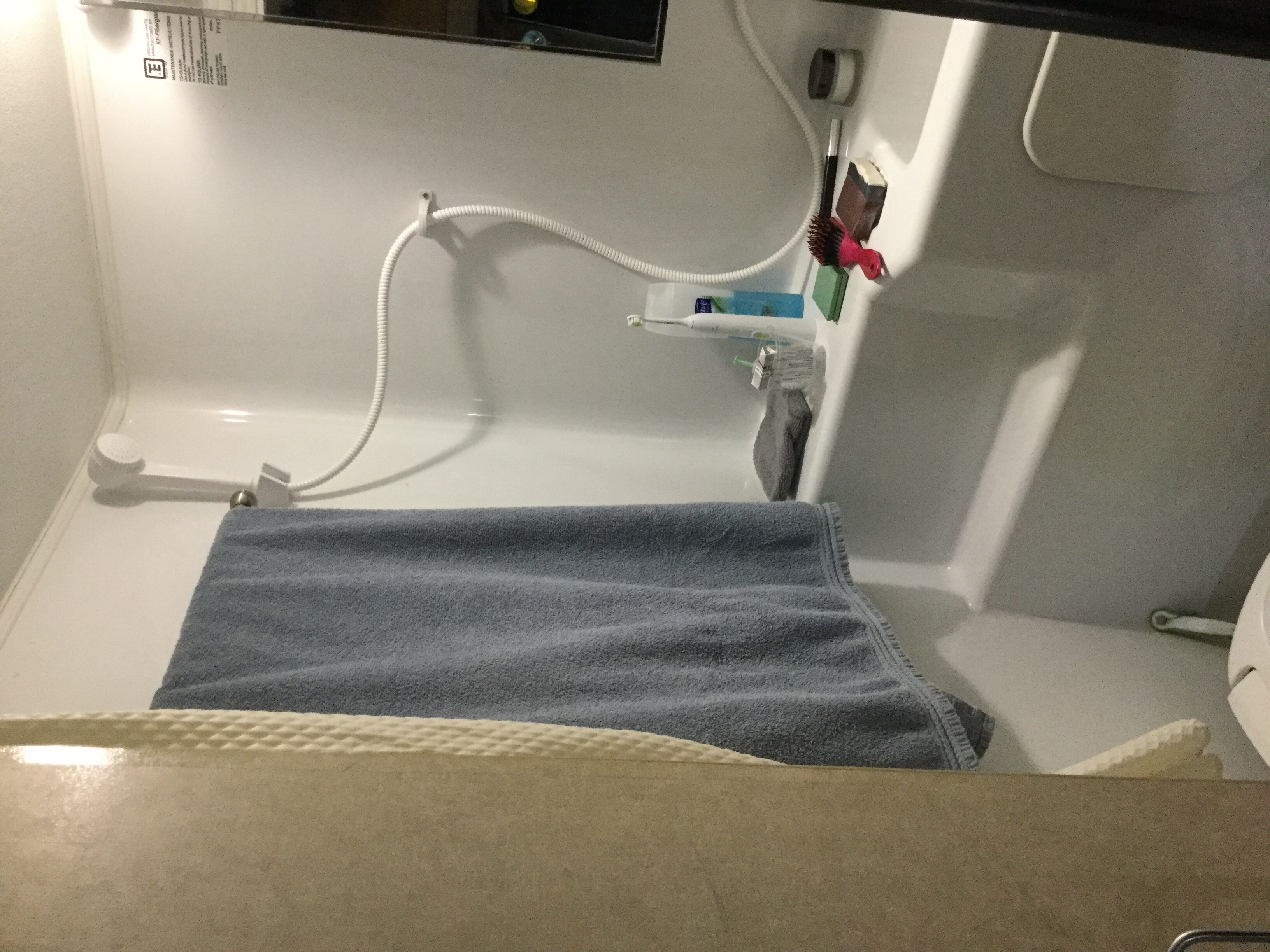 Truck camper bathroom.