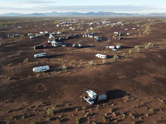 Aerial View of My Plomosa Road Campsite