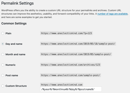 Permalink Settings