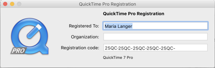 QuickTime Pro Registration