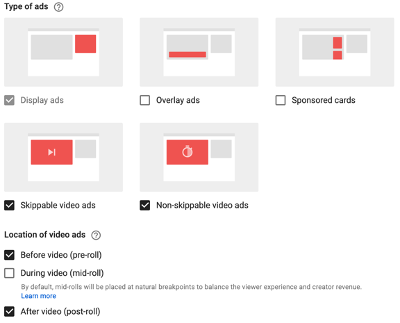 YouTube Ad Types and Locations