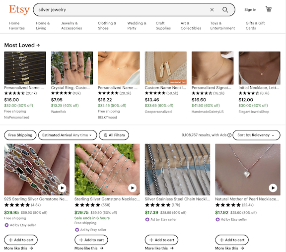 Etsy Search Results