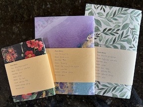 Back of notebook with wrappers