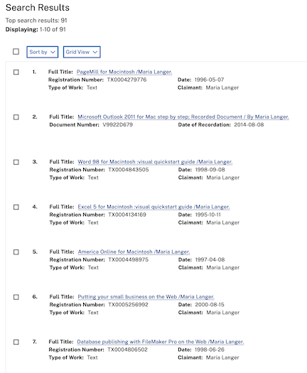 Partial Copyright List